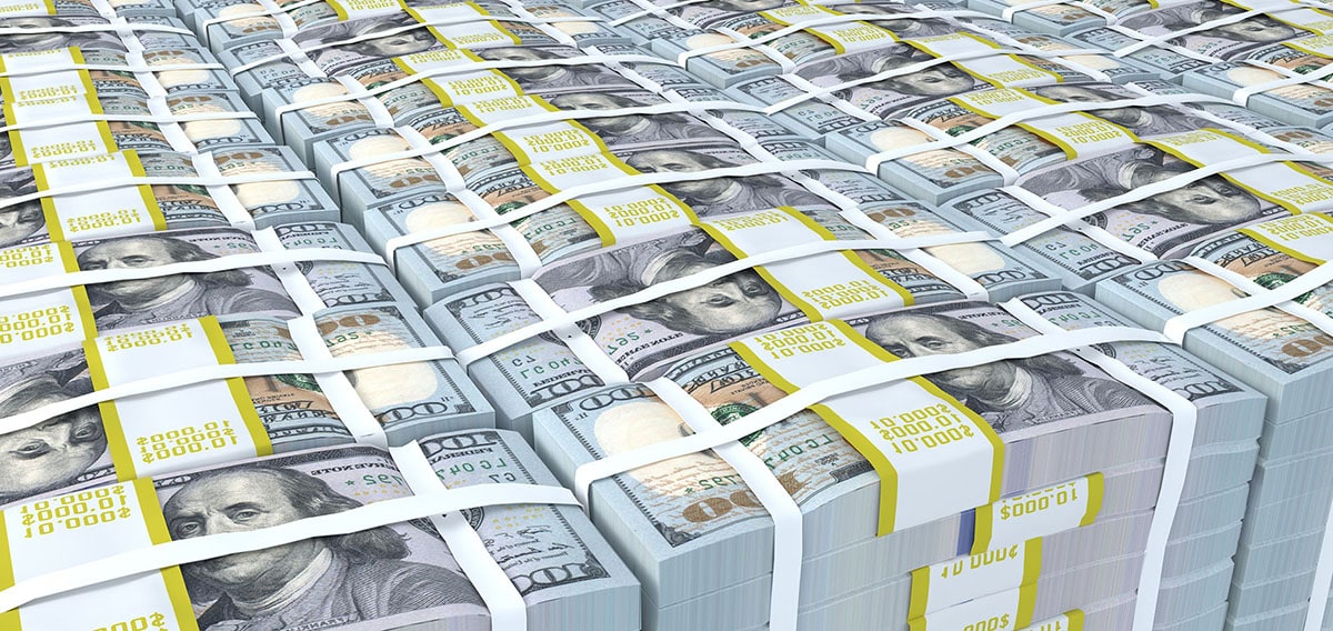 Stacks of cash used for an M&A transaction